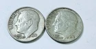 1961 D Roosevelt Dimes, 90% Silver Lot Of 2 Circulated Coins Free Shipping #8719