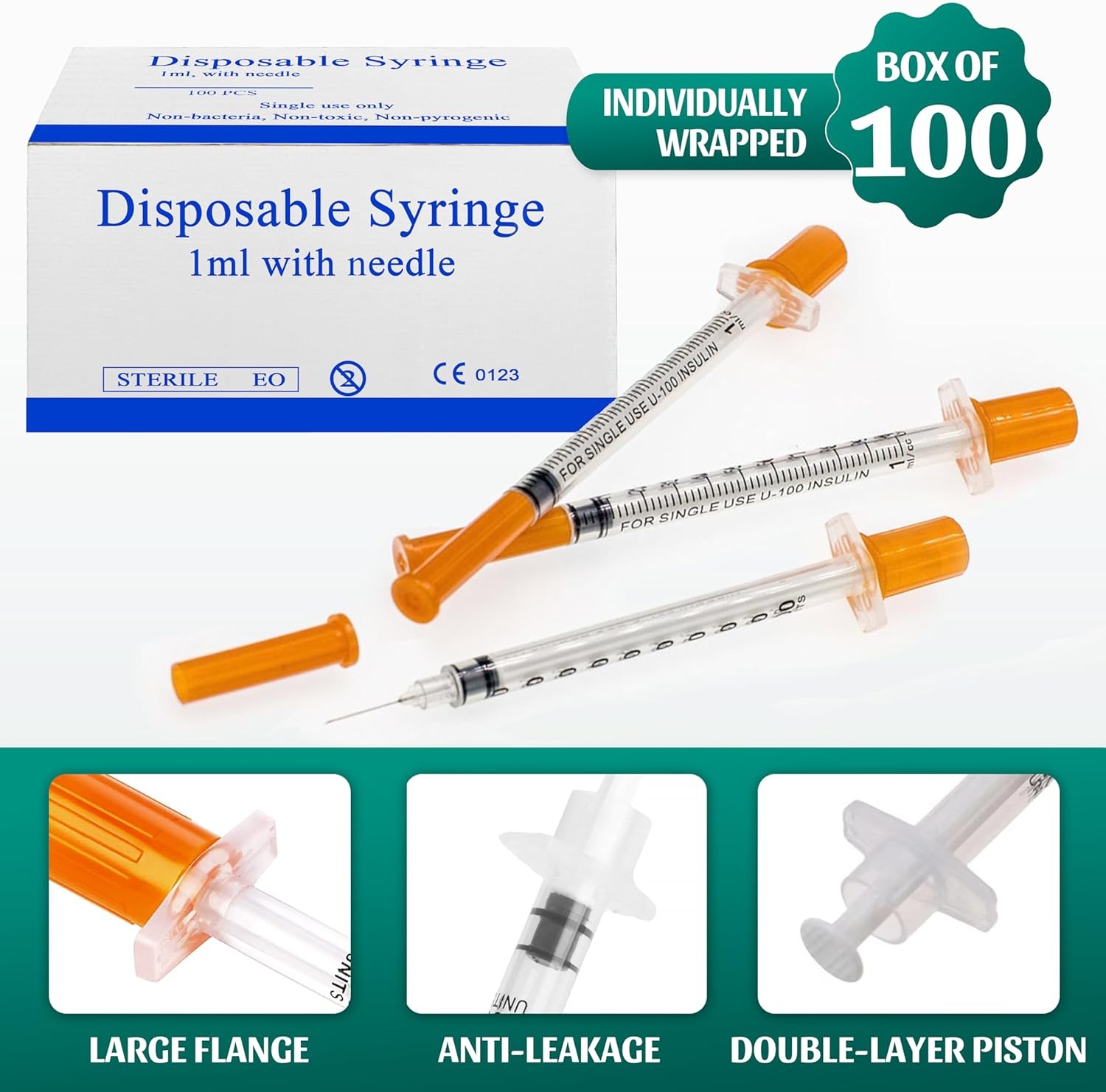 | 1ml 30 Gauge Syringes 1cc 5/16 Inches 8mm Lab Box of 100: 30GaHISTORY