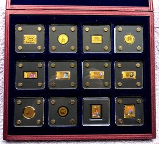 Gold Barren/Münzen Set Diverse Motive 12 x 1/500 OZ 0 74 Fein