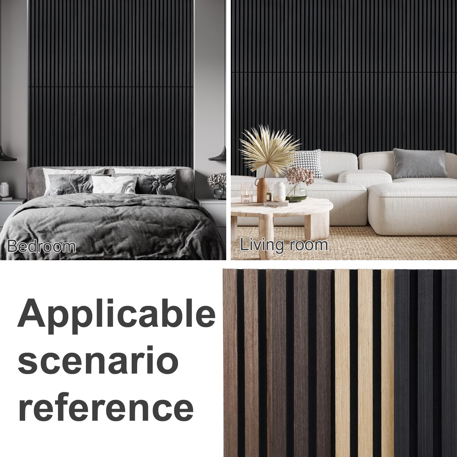 Wood Panels for Wall Acoustic Slat Wall Panels 2-Piece 47.2"×23.6" 3D Flute