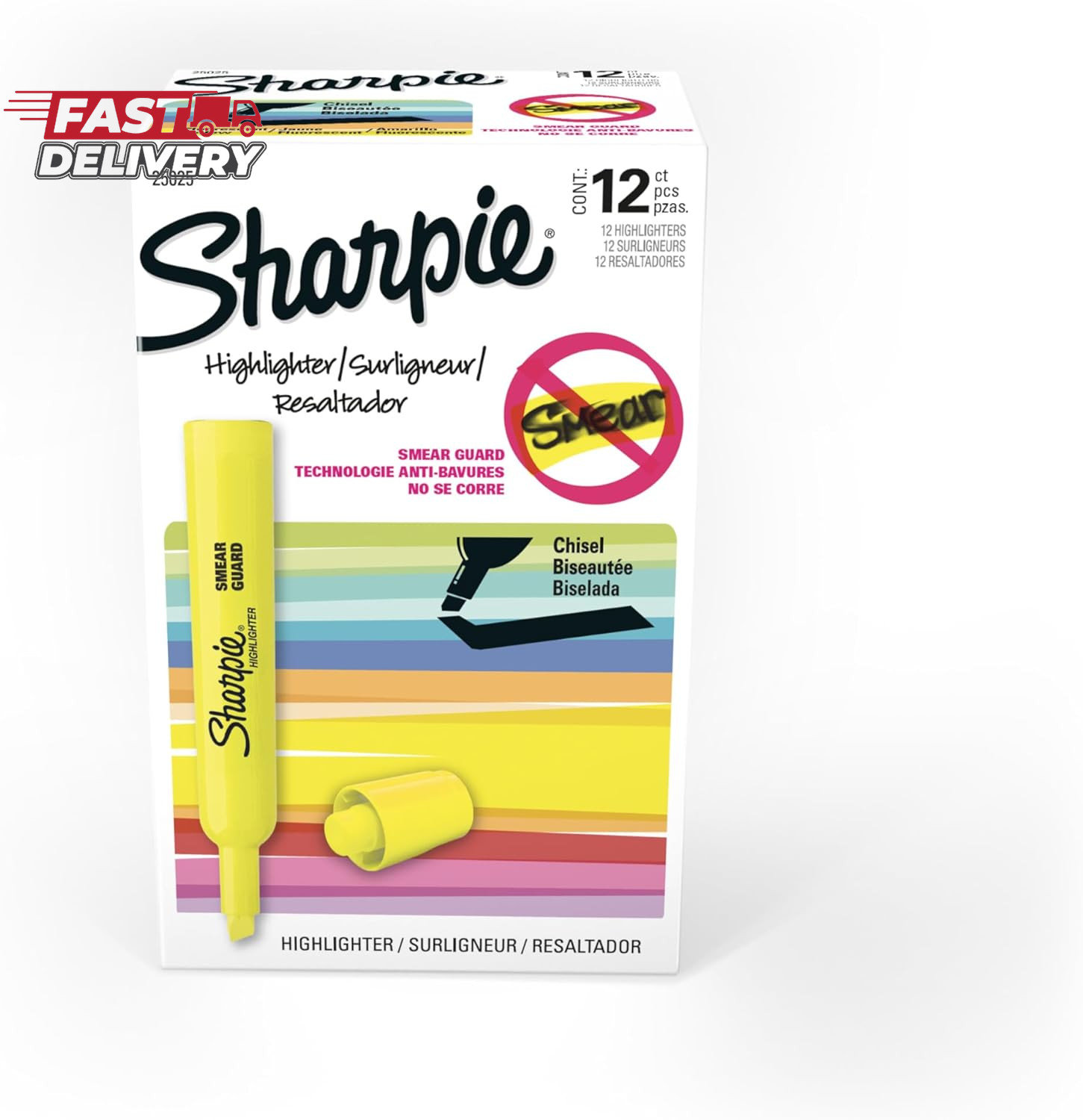Sharpie Tank Highlighters, Chisel Tip, Fluorescent Yellow, 1