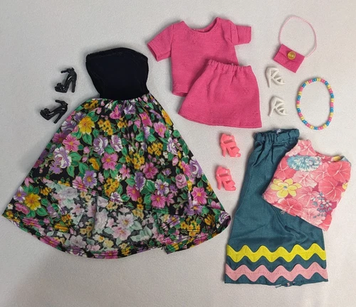 3 Ooak 1/6th Scale Barbie Doll Sized Outfits With Accessories
