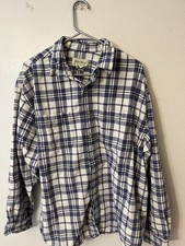 Eddie Bauer Flannel Shirt MENS XXL Blue Plaid Long Sleeve Button Down