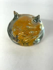 Blenko HTF Special Edition 2022 Glass Cat Caturday Orange Yellow Paperweight