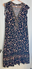 Boho Artsy Black Floral Paisley Old Navy Midi Dress Midi Flutter Sleeve M