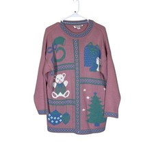 VTG Private Eyes Knit Grandma Christmas Sweater Size Large SEE MEASUREMENTS