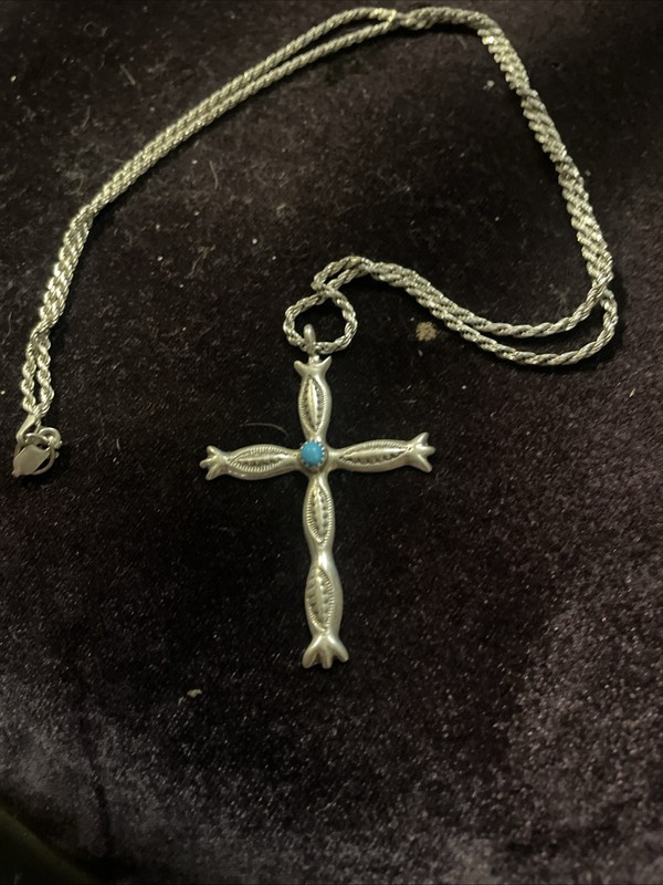Gorgeous Sterling Silver Navajo Cross With 24 Inch Sterling Chain