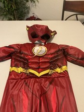 THE FLASH Costume Padded Suit Mask Size 2T Medium Halloween Super Hero
