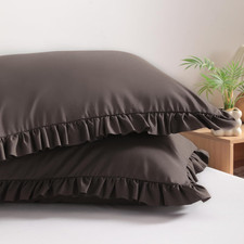 Ruffled Pillow Shams Standard 20x26 Set of 2, Brushed Microfiber Pillowcases wit