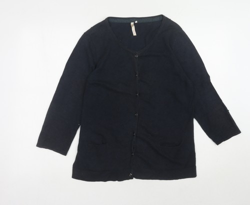White Stuff Damen schwarze Strickjacke Größe 14 Plus