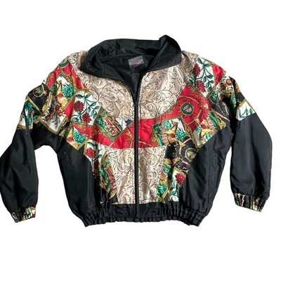Vintage 80s 90s Silk Equestrian Jacket Size L Eclectic Maximalist Retro Swell