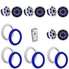 Kicker (4 Pair) 51MSC84 8" LED Premium Marine Speakers & 51KLSR88 - 8.8-Inch ...