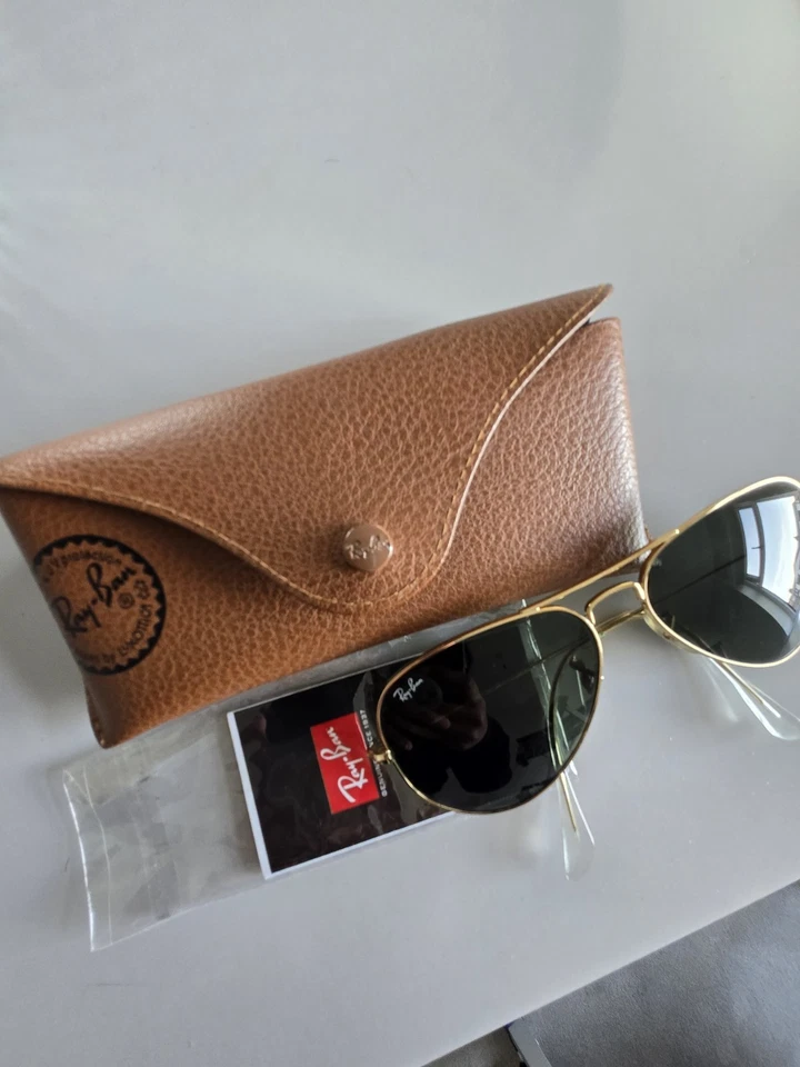 Ray-Ban Aviator Large Metal Pilot Sunglasses Gold Frame Green Polarised Glass, photo 2 of 5