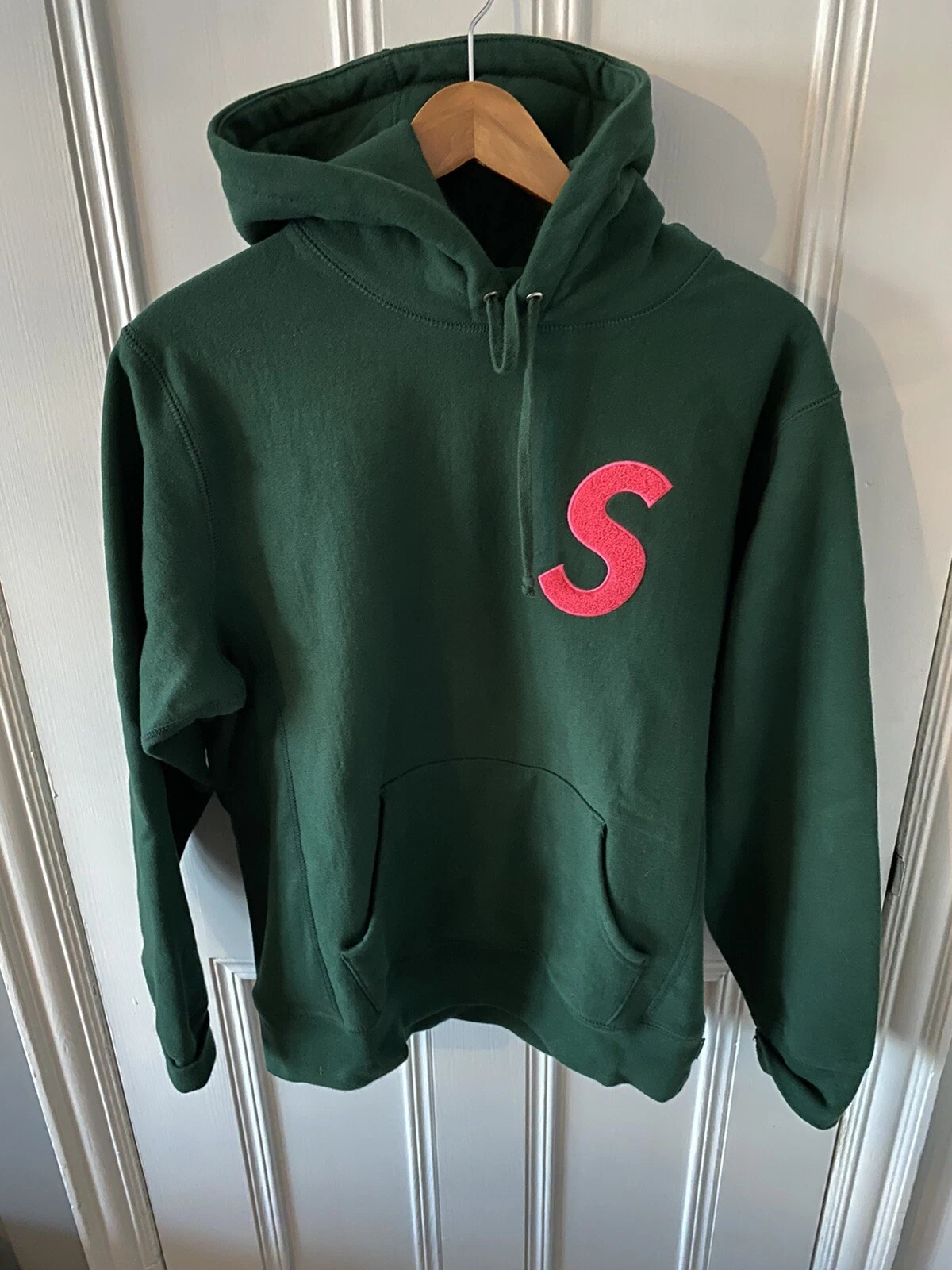 Felpa con cappuccio Supreme S logo 2019 Deadstock verde medio