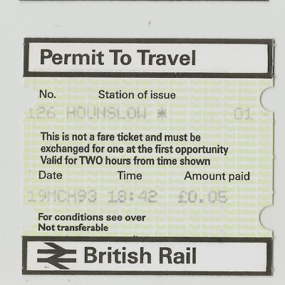 Hounslow 01 - PERTIS Permit to Travel - Greater London TW3