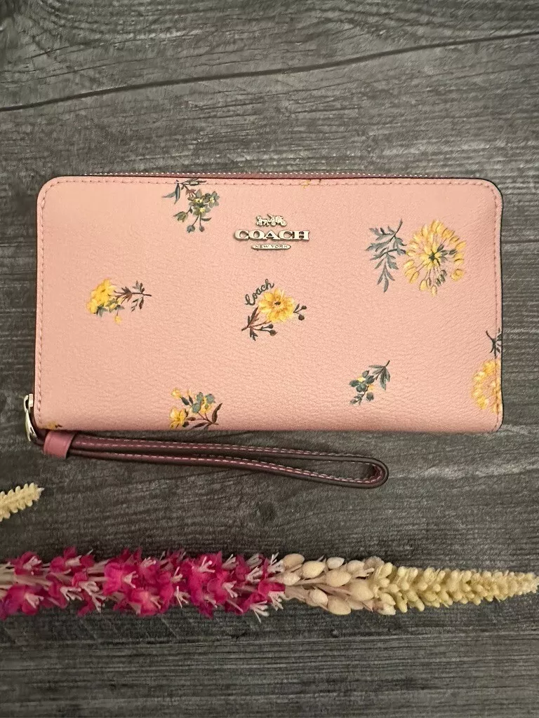 COACH LARGE PHONE WALLET WITH DANDELION FLORAL PRINT 2877