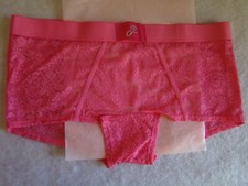 New Victoria  s Secret PINK Hot Pink P Logo Floral Lace Boyshort Boxer Panties
