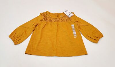 Oshkosh Girls Blouse Long Sleeve Embroidered Mustard NWT $22.00