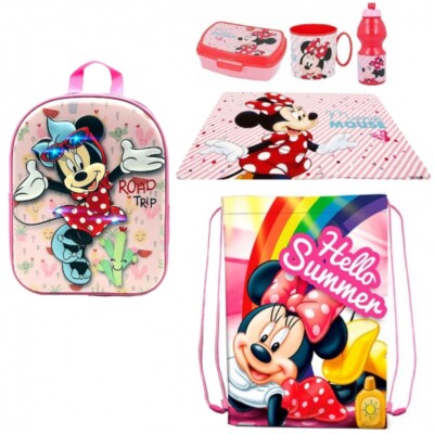 Schulrucksack Set Minnie Mouse Led Hellrosa Disney Rucksack 3D Kindergarten 6-teilig 