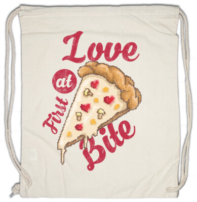 Love At First Bite Turnbeutel Pixel Italia Fun Nerd Pizza Liebe Sucht Süchtig