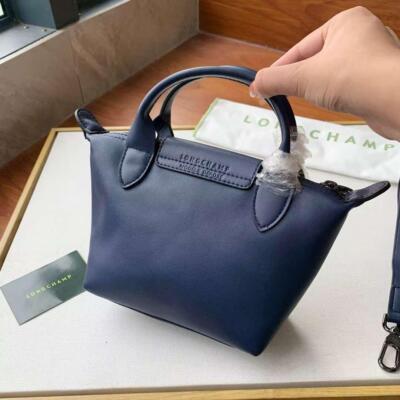 Longchamp Le Pliage Cuir XS Mini Leather Shoulder Bag Navy Blue