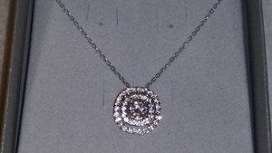 ZALES Jeweler Sterling Silver Lab Created White "In The Round" Sapphire Necklace