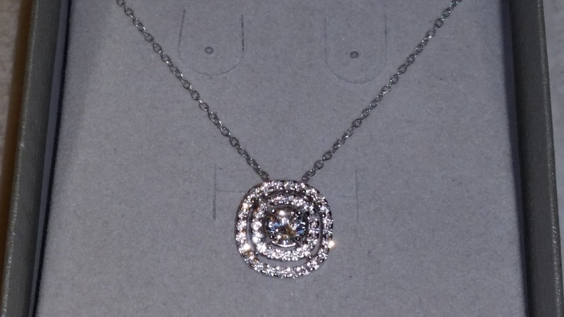 ZALES Jeweler Sterling Silver Lab Created White "In The Round" Sapphire Necklace