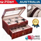 20Grids Watch Jewelry Bracelet Display Box Wooden Case Storage Organizer Gift AU