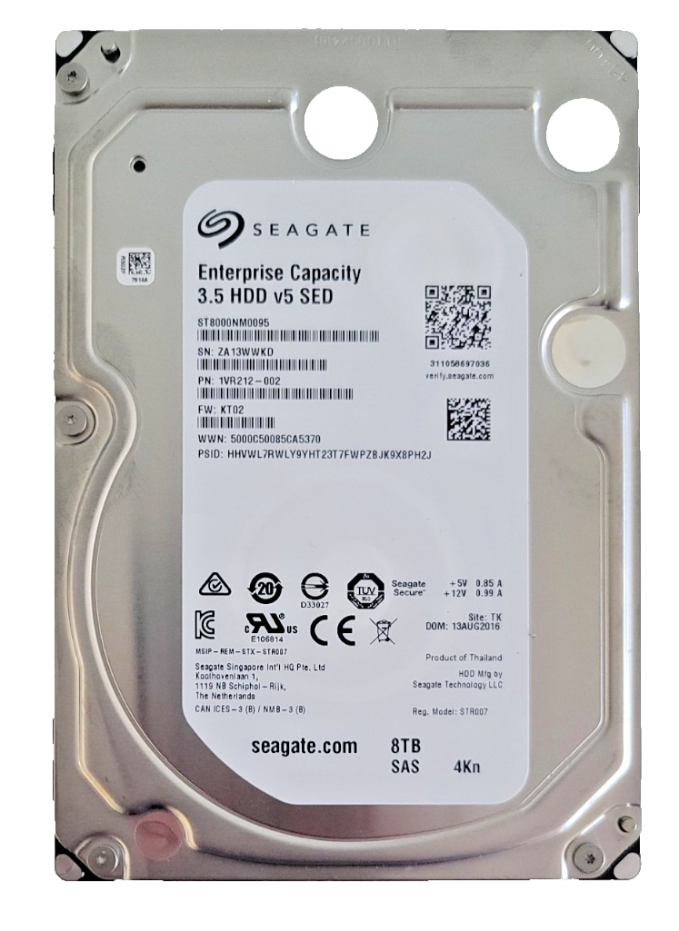 ST8000NM0095 Seagate Exos 7E8 8TB SAS3 12.0Gb/s 7K2 LFF Enterprise