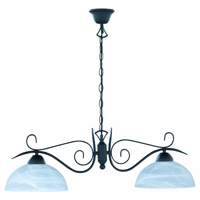 Reality|Trio Pendelleuchte im Landhausstil, Alabaster, rostfarben