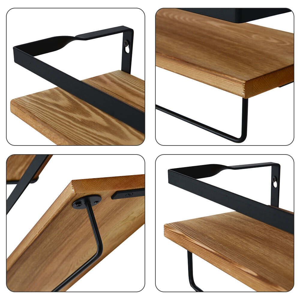 2 Hängeregal Wandregal Holz Wandboard Set Küchen Schweberegal mit  Metallrahmen | eBay