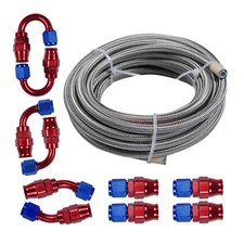 AN4 / 4AN New Stainless Steel PTFE Fuel Line 10-20FT 6/10 Fittings Hose Kit E85