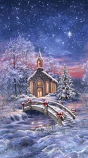 Christmas Church Fabric All Is Calm 24" Panel Cotton Timeless Treasures CD3523