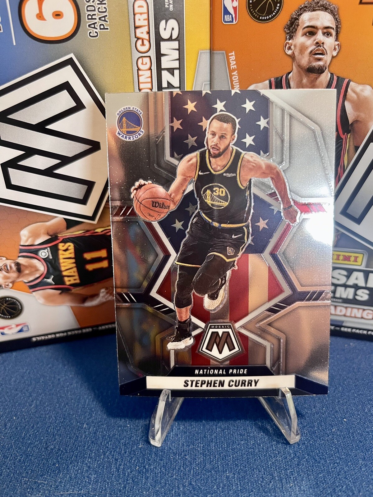 2021-22 Mosaic Stephen Curry Silver Prizm National Pride #247 Warriors