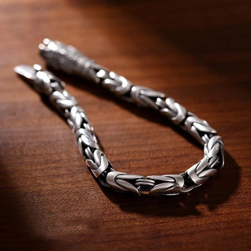 22 cm versilberter Armreif Armband Kette beliebte Vintage Armbänder Herren Geschenk NEU - Bild 6 von 8