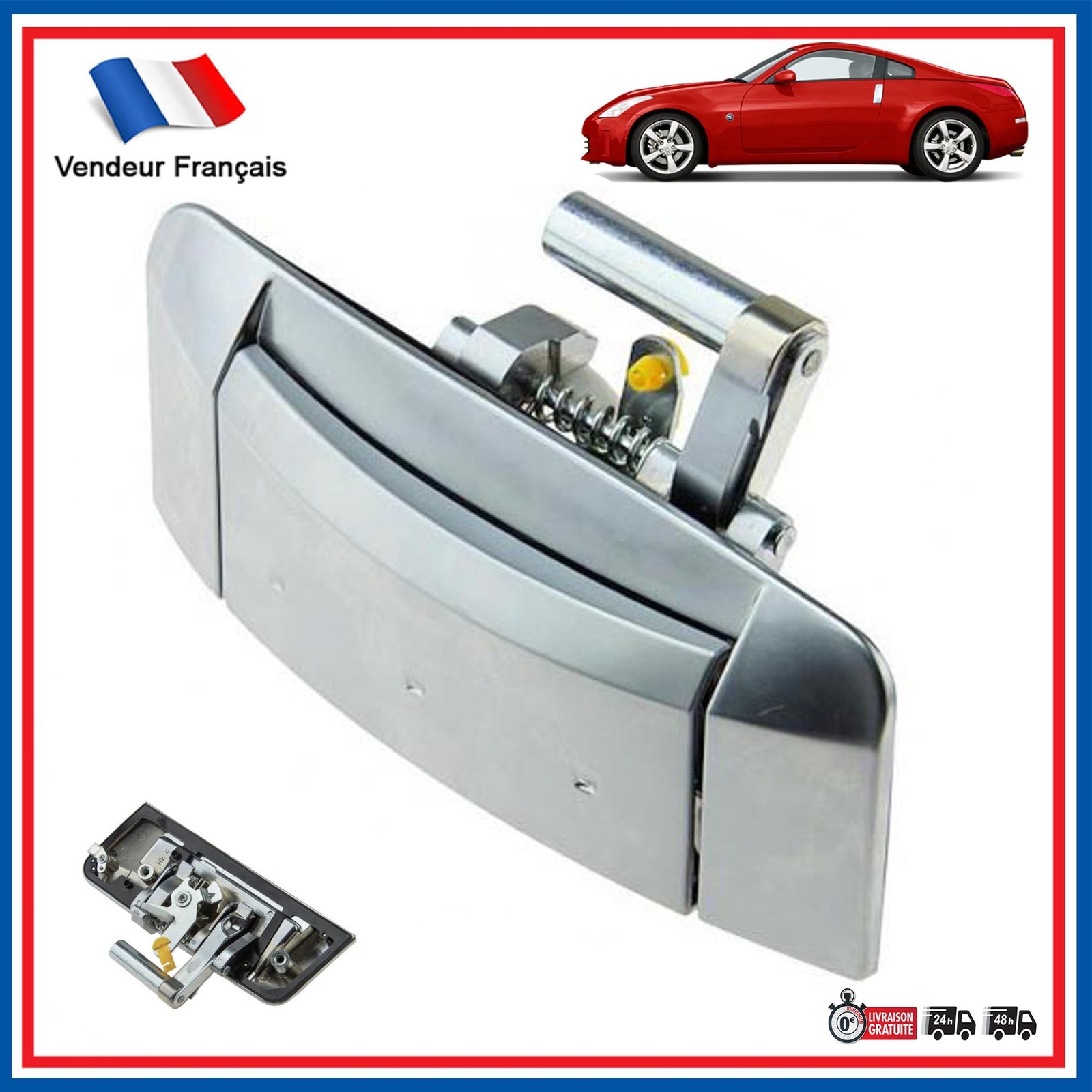 Poignée de porte Nissan 350Z avant gauche en alliage renforcé Premium d'une finition rigoureuse