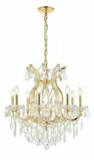 Crystal 9 Light Fixture Chandelier over Kitchen Island or Dining Room Table 26"