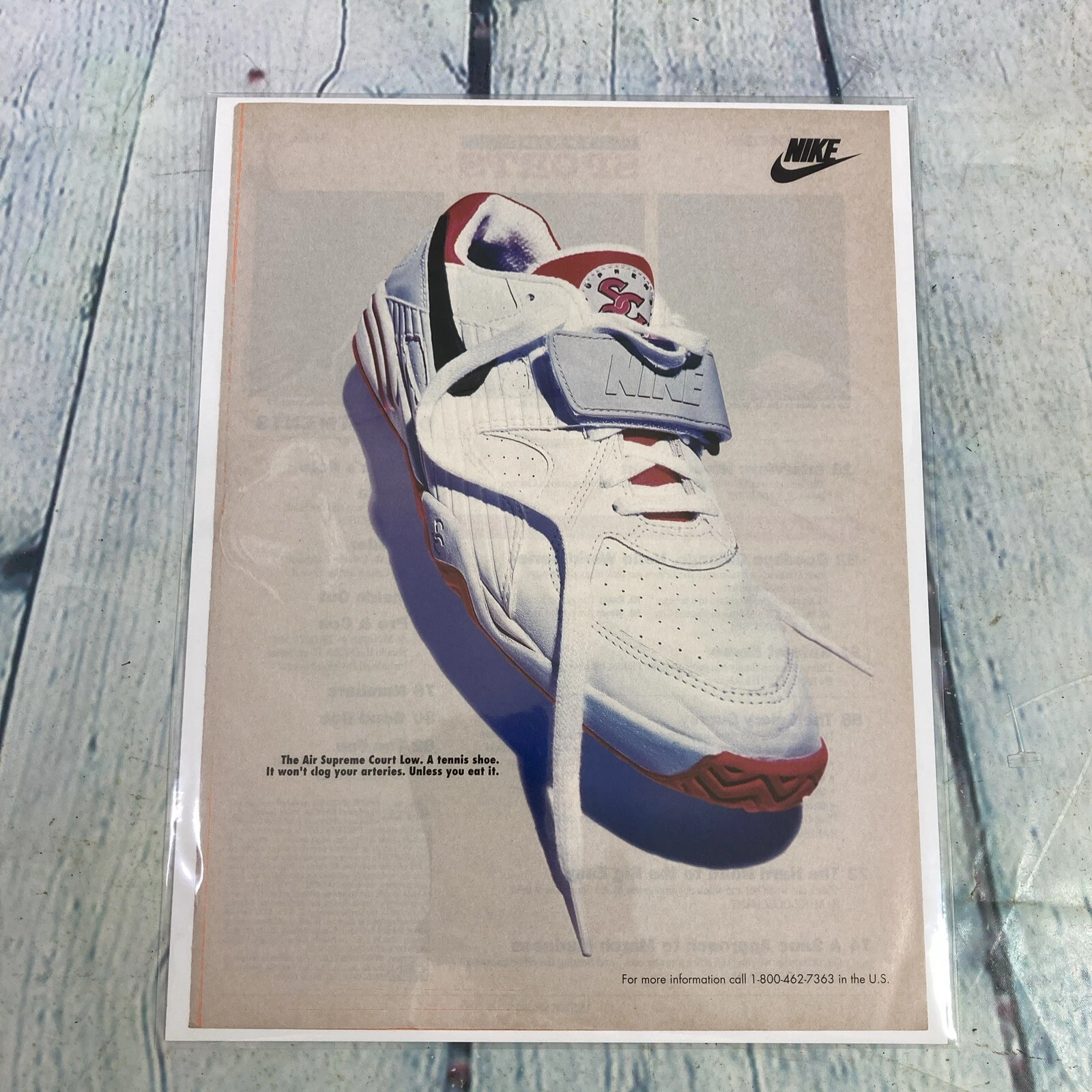 1993 Baskets Nike Air Supreme Court vintage imprimée annonce/affiche promo art page magazine