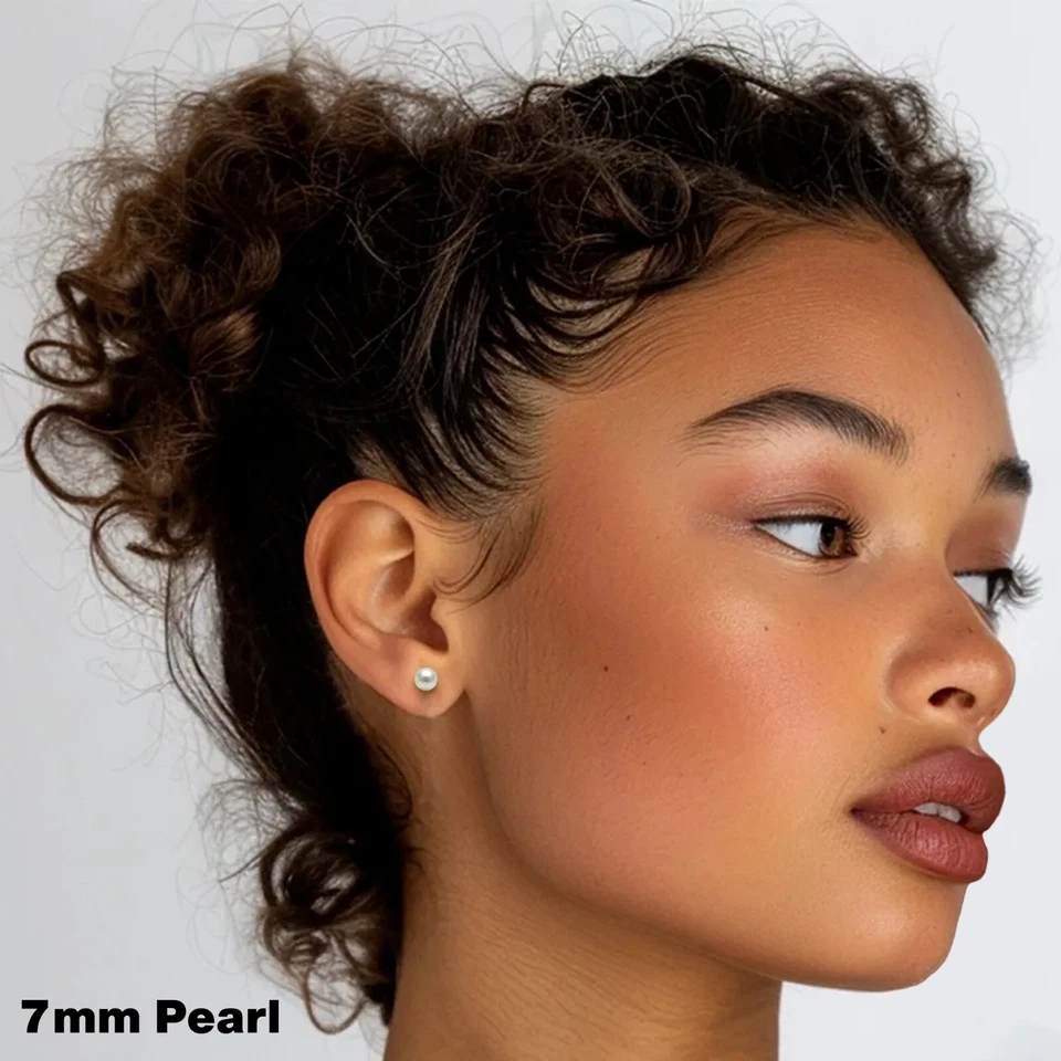 Pendientes de perlas blancas con clasificación AAAA de 5-10 mm japonesas de perlas Akoya Foto 2 de 4