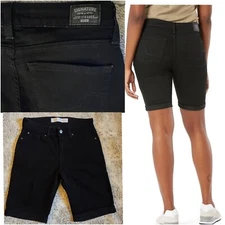 Signature By Levi Strauss & Co Gold Mid-rise Bermuda Cuffed Jean Shorts Black 2