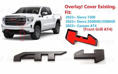 Front Grill Matte Black AT4 OVERLAY Emblem 2023+ Sierra 1500 2500HD3500HD Canyon