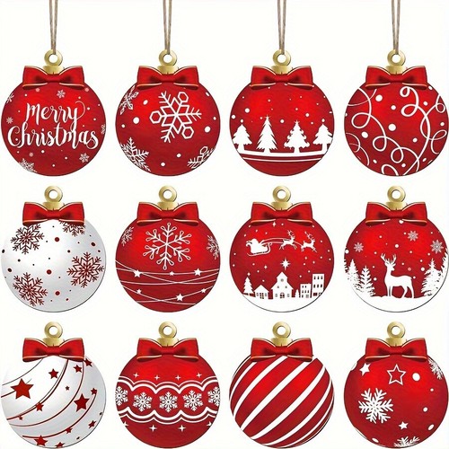 12pcs Christmas Hanging Pendants Decorative Xmas Tree Holiday Party Decor - Picture 9 of 11