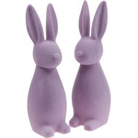 Deko-Osterhase Flieder Lila Beflockt 29,5Cm 2Er Set Ostern, 2 StüCk