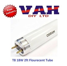 T8 Fluorescent Tube Slimline GE 18w 2ft 600mm Colour 830 Warm White 