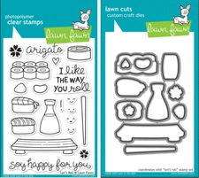 Lawn Fawn  Let's Roll Clear Stamps & Lawn Cuts Die Set Sushi LF606 LF658