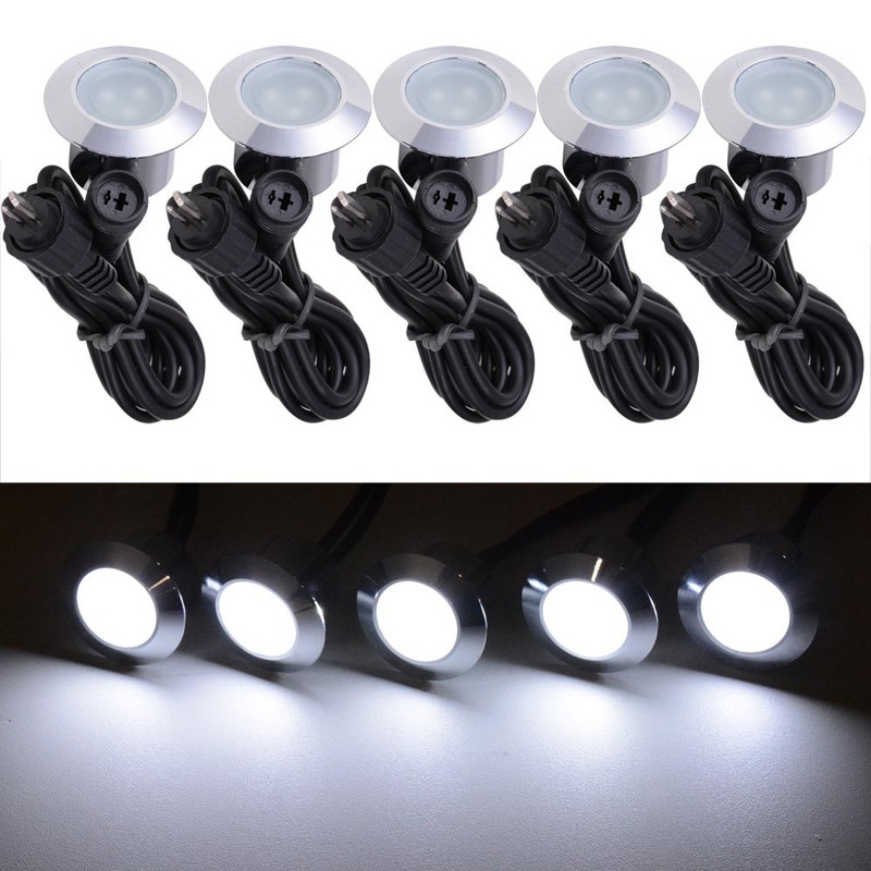 5pcs Deck Garden Landscape LED Lights Low Voltage Waterproof Stairs Cool White