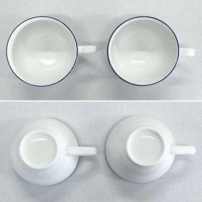 YANASE  メルセデス カップ&ソーサー 未使用品 Mercedes Benz Logo Cup Saucer Pair Set Blue Trim YANASE | eBay