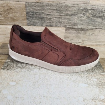Ecco Byway Mens Shoes Sz 10 - 10.5 Coffee Oil Nubuck Leather Slip On Sneakers