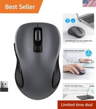 Lightweight Grey Wireless Computer Mouse for Laptops - 3 Adjustable Levels