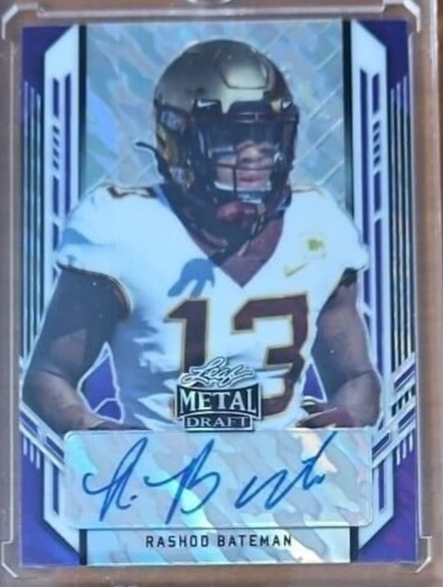 2021 Leaf Metal Draft - Autographs Purple Wave PA-RB2 Rashod Bateman 7/30